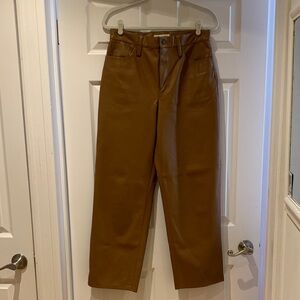Madewell Women's Tan Wide Leg Faux leather Pants